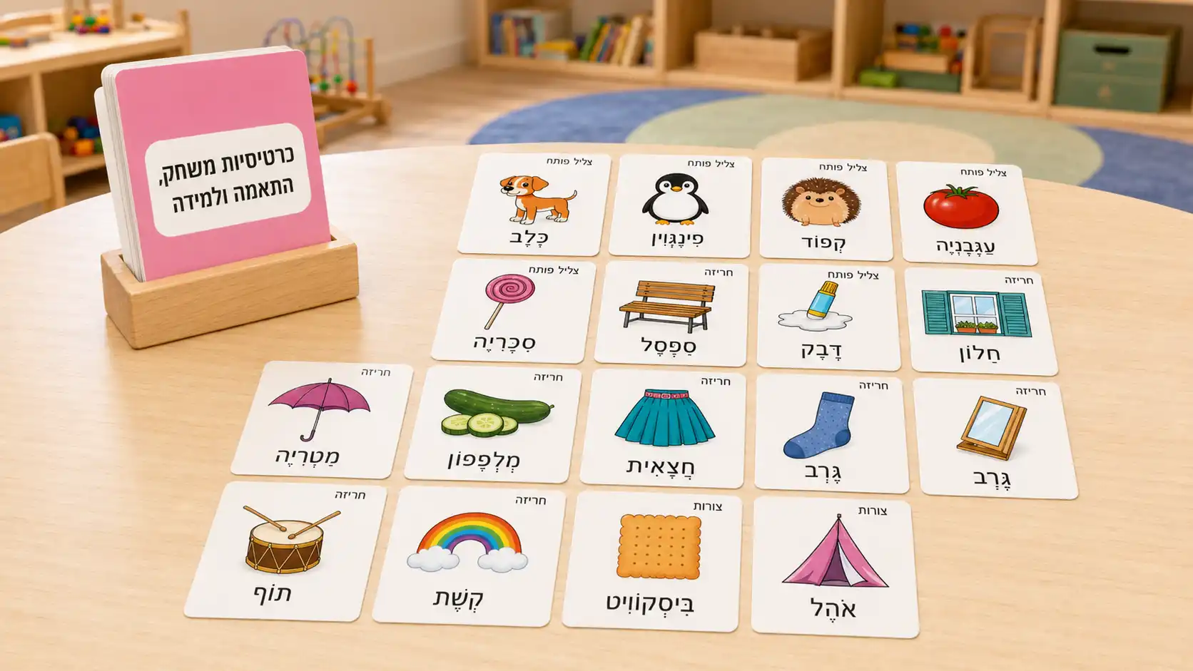 כרטיסי משחק לערכת עוגננת: כרטיסיות התאמה ולמידה בגן