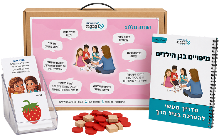 ערכת "עוגננת" — קופסת מיפוי, כרטיסיות, אסימונים וחוברת מדריך למעשה להערכה בגיל הרך